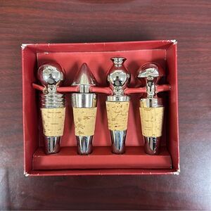 Dayton Hudson Set of 4 Silver Plated Cork Wine Bottle Stoppers